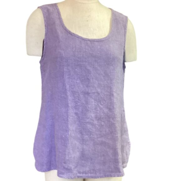FLAX Linen Tank Top Sz M (10-14) Purple #37M - Picture 2 of 8